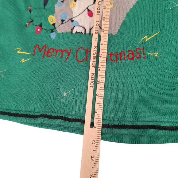 Holiday Time Ugly Christmas Sweater Merry Christmas Cat Long Sleeves Sz XL - Picture 7 of 8